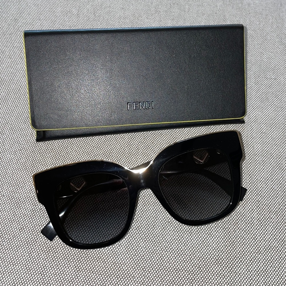 Fendi Black Sunglasses with Fendi leather case